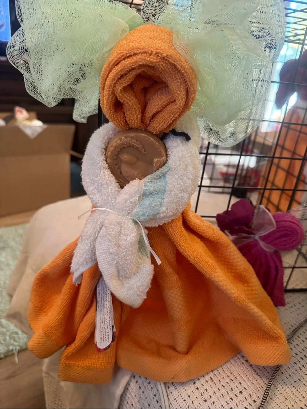 Orange and White Hand Towel Set - Decorative Bath Accent